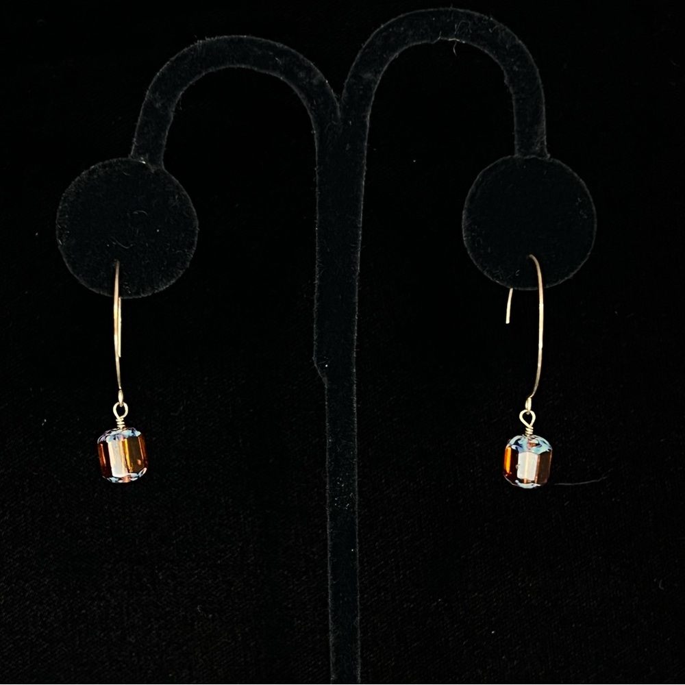 Sterling Silver Half Hoop Wire and Bead Earrings